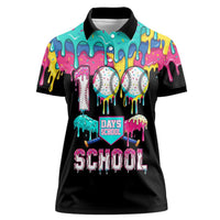 100 Days of School Baseball Women Polo Shirt with Sweet Melting Drip Pattern