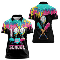 100 Days of School Baseball Women Polo Shirt with Sweet Melting Drip Pattern