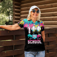 100 Days of School Baseball Women Polo Shirt with Sweet Melting Drip Pattern