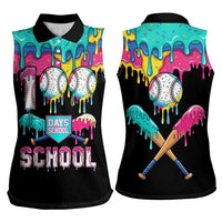 100 Days of School Baseball Women Sleeveless Polo Shirt with Sweet Melting Drip Pattern