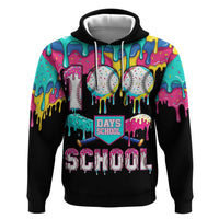 100 Days of School Baseball Zip Hoodie with Sweet Melting Drip Pattern