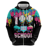 100 Days of School Baseball Zip Hoodie with Sweet Melting Drip Pattern