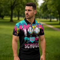 100 Days of School Baseball Zipper Polo Shirt with Sweet Melting Drip Pattern