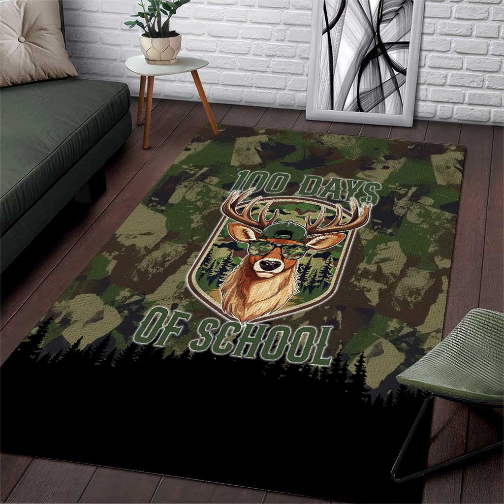 Deer 100 Days of School Area Rug Camo Deer Adventure Forest