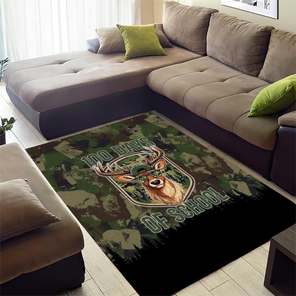 Deer 100 Days of School Area Rug Camo Deer Adventure Forest