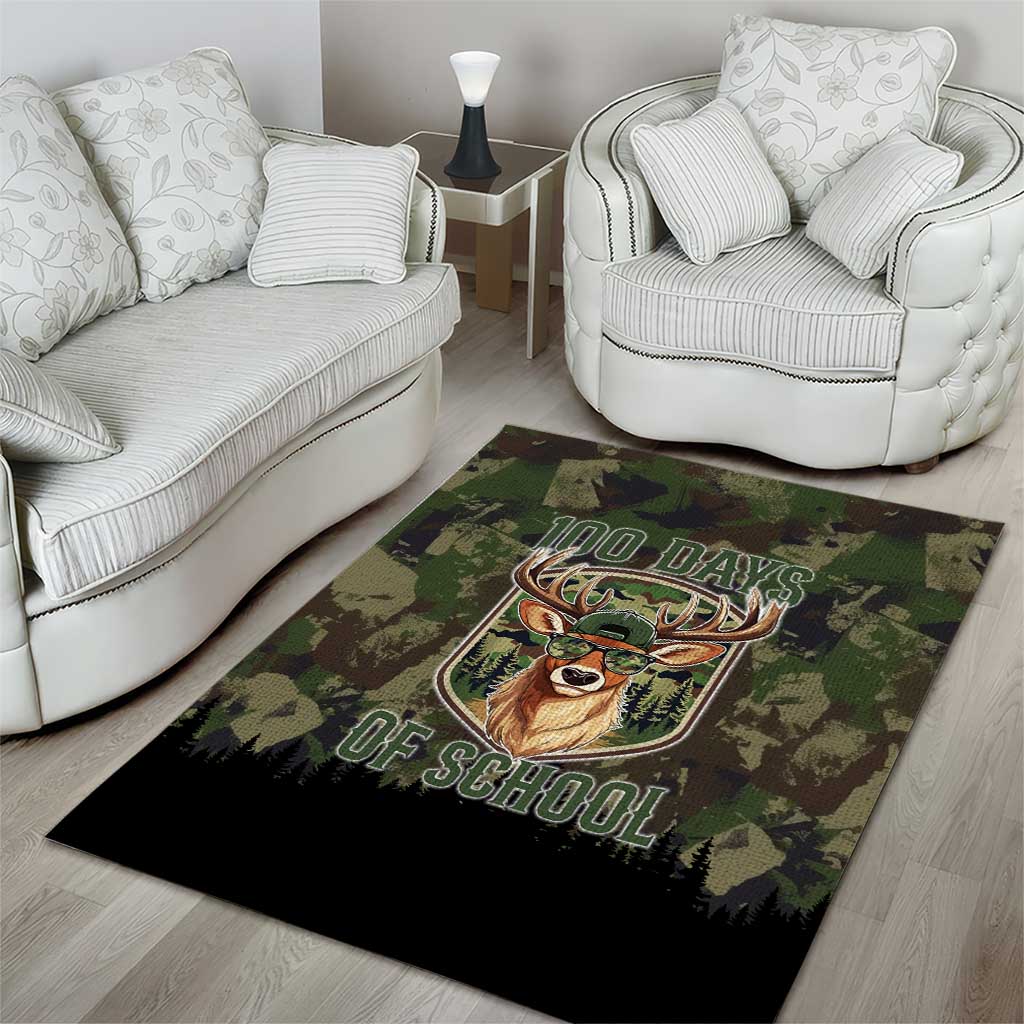 Deer 100 Days of School Area Rug Camo Deer Adventure Forest