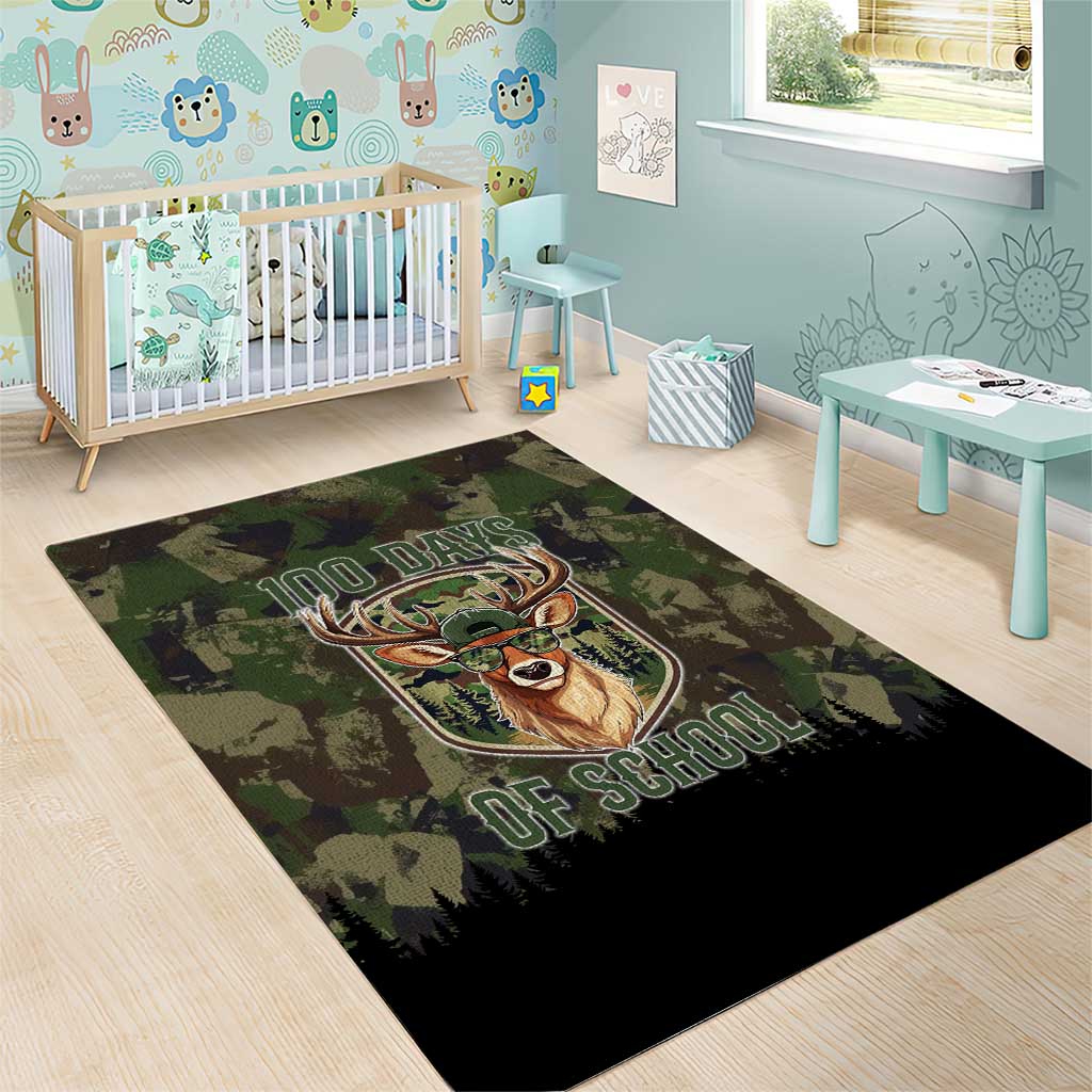 Deer 100 Days of School Area Rug Camo Deer Adventure Forest