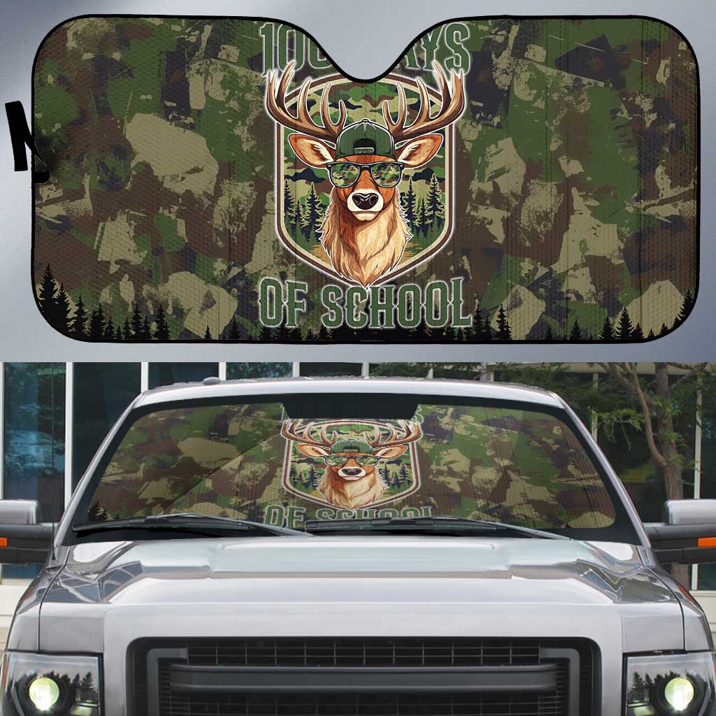 Deer 100 Days of School Auto Sun Shade Camo Deer Adventure Forest