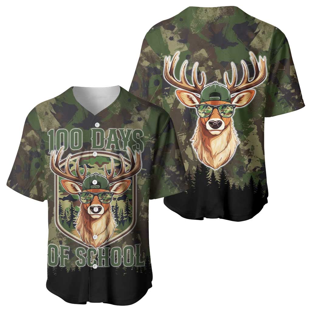 Deer 100 Days of School Baseball Jersey Camo Deer Adventure Forest