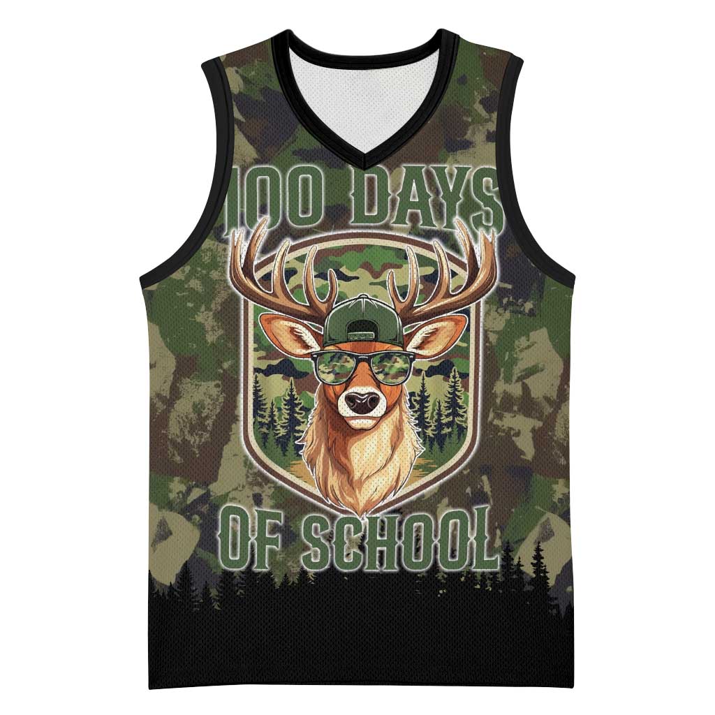 Deer 100 Days of School Basketball Jersey Camo Deer Adventure Forest