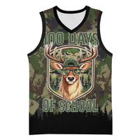 Deer 100 Days of School Basketball Jersey Camo Deer Adventure Forest