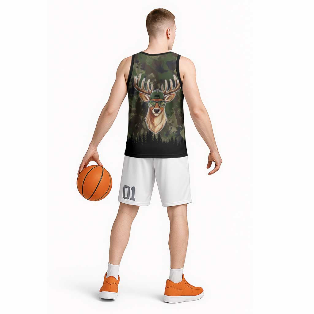 Deer 100 Days of School Basketball Jersey Camo Deer Adventure Forest