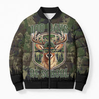 Deer 100 Days of School Bomber Puffer Jacket Camo Deer Adventure Forest