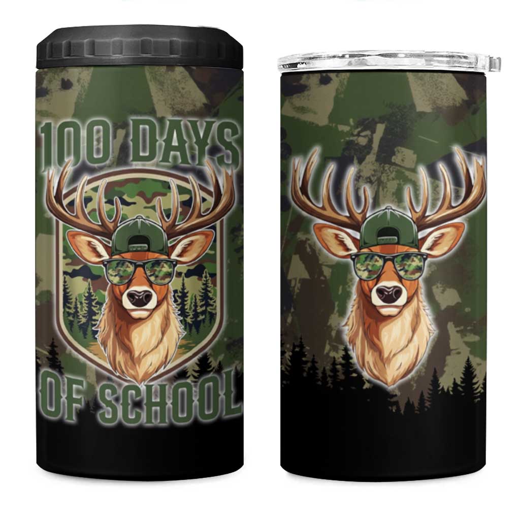 Deer 100 Days of School 4 in 1 Can Cooler Tumbler Camo Deer Adventure Forest