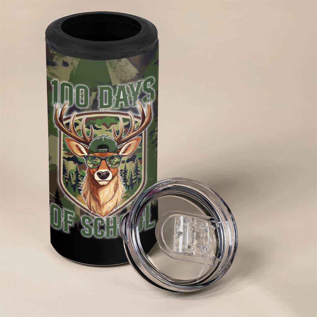 Deer 100 Days of School 4 in 1 Can Cooler Tumbler Camo Deer Adventure Forest