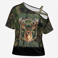 Deer 100 Days of School Cross Shoulder Shirt Camo Deer Adventure Forest