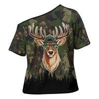Deer 100 Days of School Cross Shoulder Shirt Camo Deer Adventure Forest