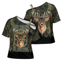 Deer 100 Days of School Cross Shoulder Shirt Camo Deer Adventure Forest