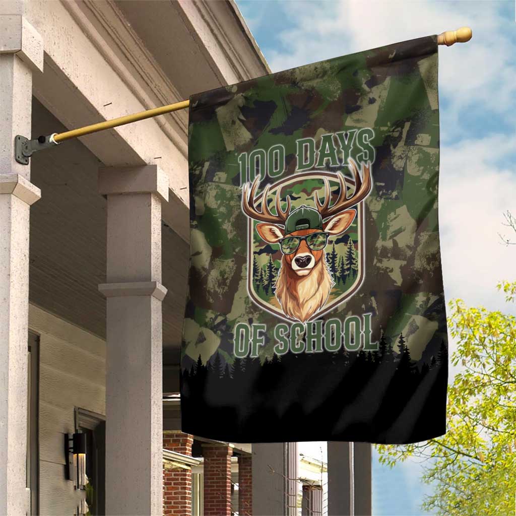 Deer 100 Days of School Garden Flag Camo Deer Adventure Forest