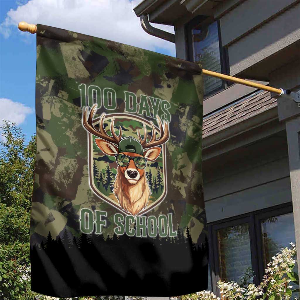 Deer 100 Days of School Garden Flag Camo Deer Adventure Forest
