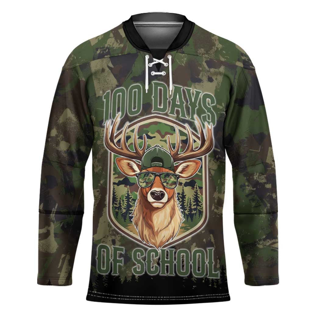 Deer 100 Days of School Hockey Jersey Camo Deer Adventure Forest