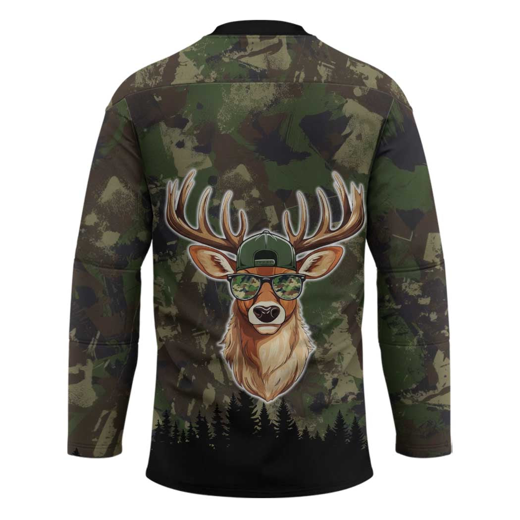 Deer 100 Days of School Hockey Jersey Camo Deer Adventure Forest