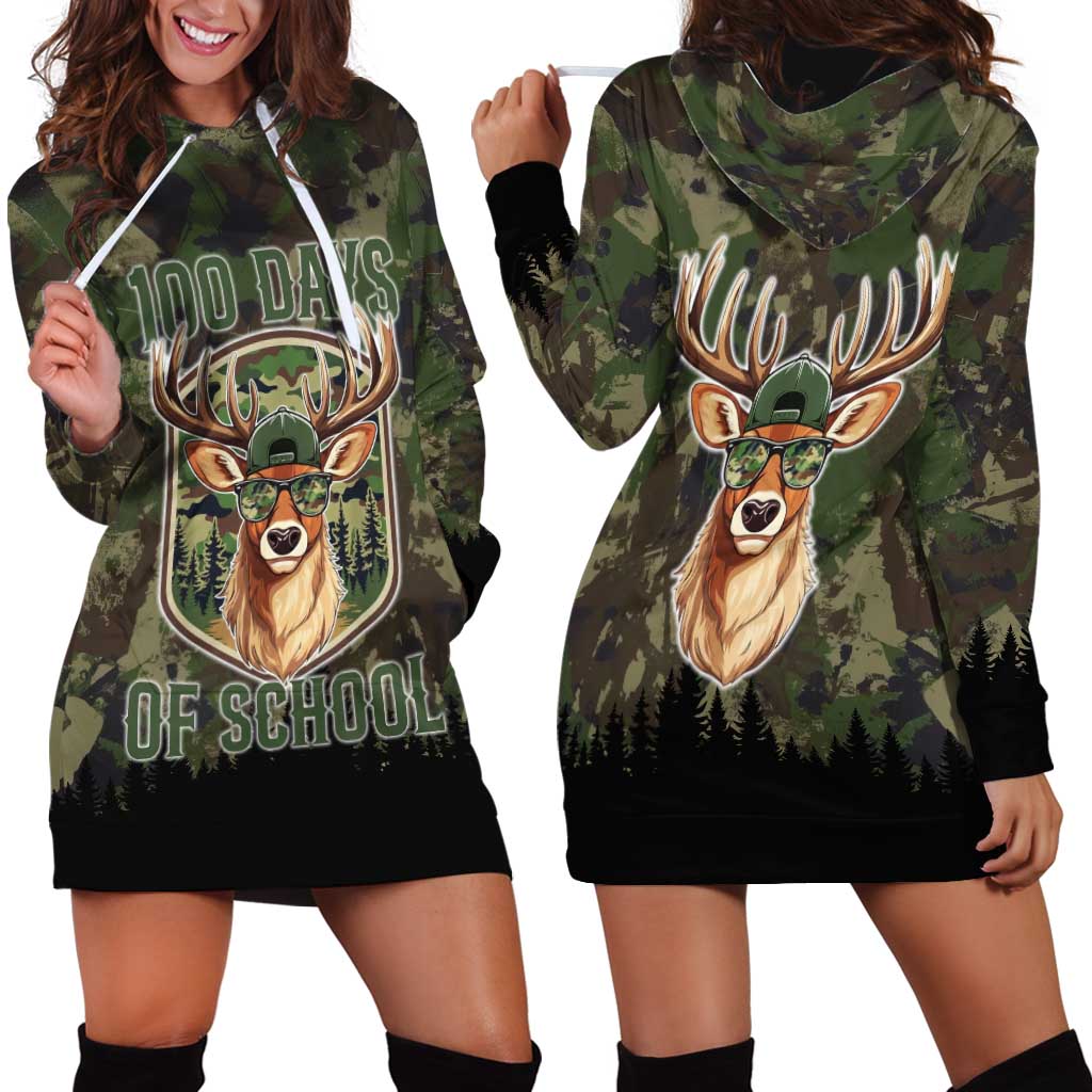 Deer 100 Days of School Hoodie Dress Camo Deer Adventure Forest