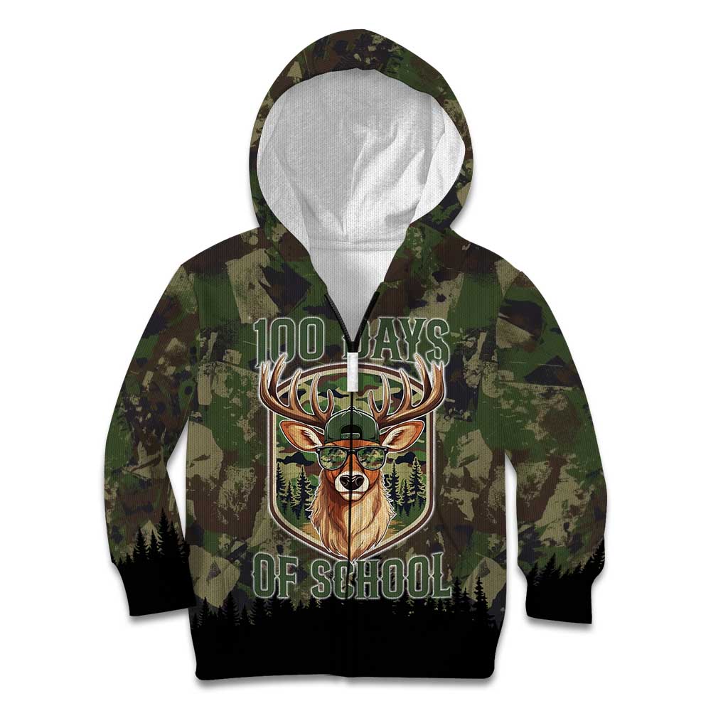 Deer 100 Days of School Kid Hoodie Camo Deer Adventure Forest