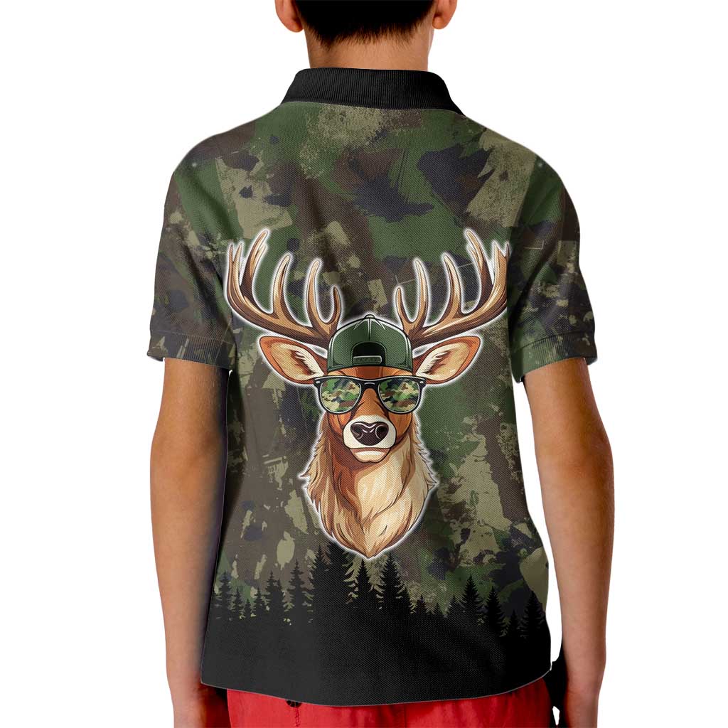 Deer 100 Days of School Kid Polo Shirt Camo Deer Adventure Forest