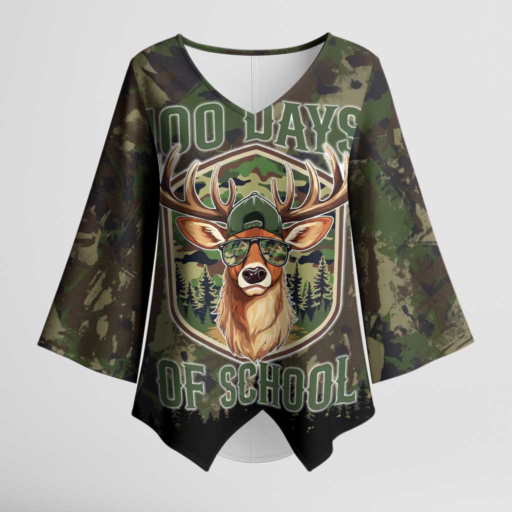 Deer 100 Days of School Kimono Sleeve Blouse Camo Deer Adventure Forest