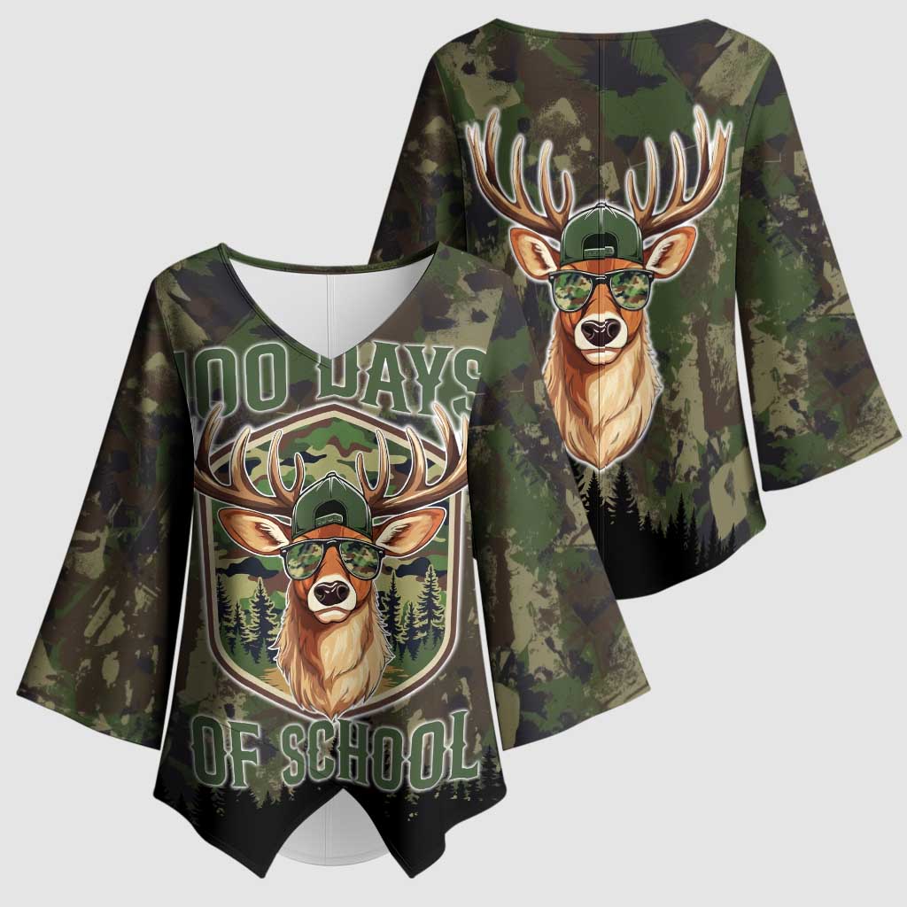Deer 100 Days of School Kimono Sleeve Blouse Camo Deer Adventure Forest