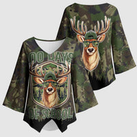 Deer 100 Days of School Kimono Sleeve Blouse Camo Deer Adventure Forest