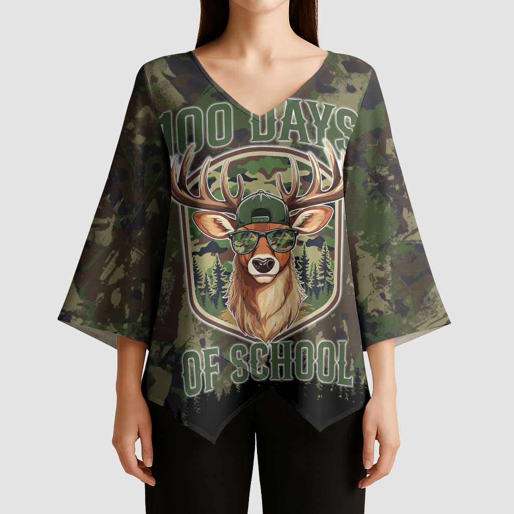 Deer 100 Days of School Kimono Sleeve Blouse Camo Deer Adventure Forest