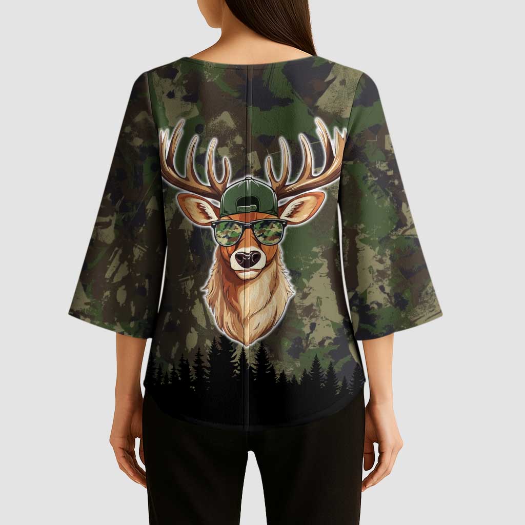 Deer 100 Days of School Kimono Sleeve Blouse Camo Deer Adventure Forest