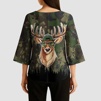Deer 100 Days of School Kimono Sleeve Blouse Camo Deer Adventure Forest