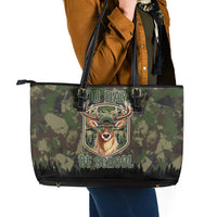 Deer 100 Days of School Leather Tote Bag Camo Deer Adventure Forest