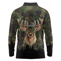 Deer 100 Days of School Long Sleeve Polo Shirt Camo Deer Adventure Forest