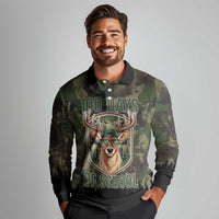 Deer 100 Days of School Long Sleeve Polo Shirt Camo Deer Adventure Forest