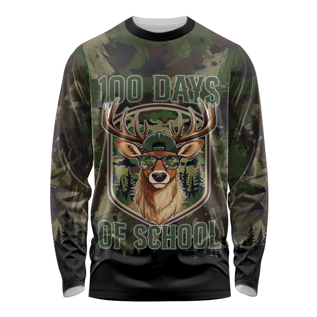 Deer 100 Days of School Long Sleeve Shirt Camo Deer Adventure Forest