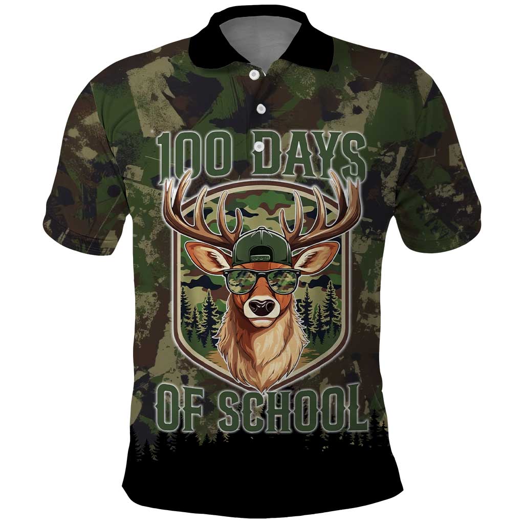 Deer 100 Days of School Polo Shirt Camo Deer Adventure Forest