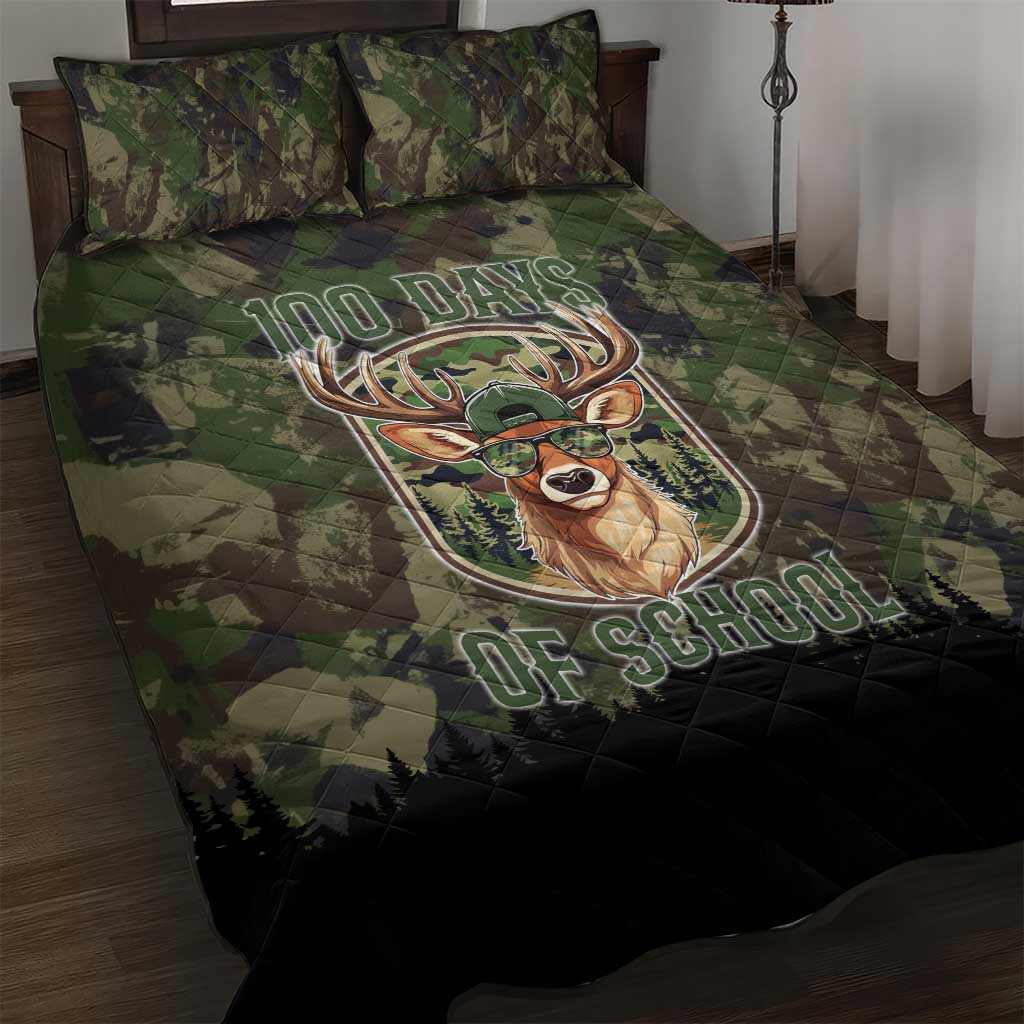 Deer 100 Days of School Quilt Bed Set Camo Deer Adventure Forest