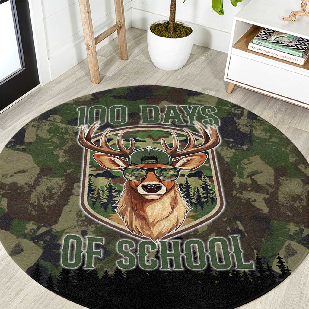 Deer 100 Days of School Round Carpet Camo Deer Adventure Forest