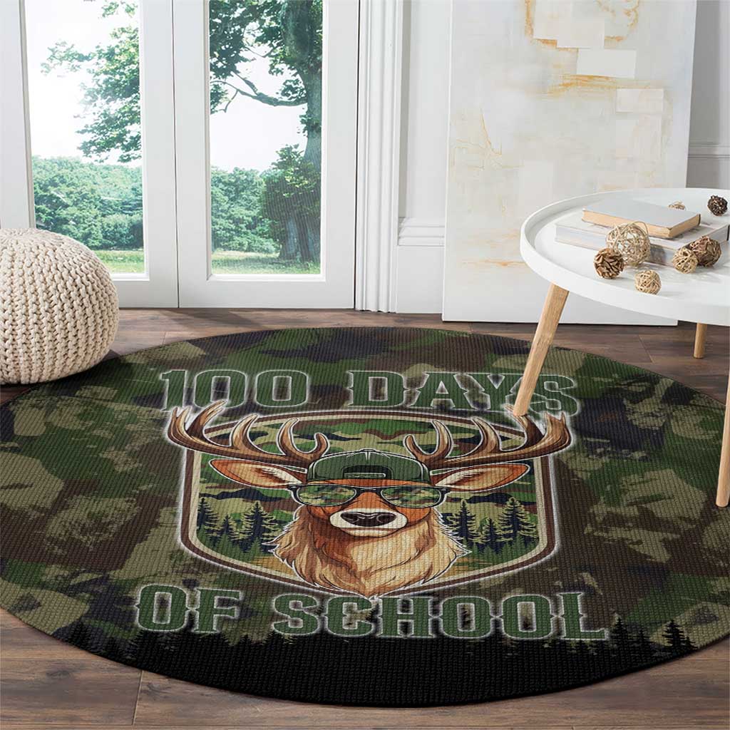 Deer 100 Days of School Round Carpet Camo Deer Adventure Forest