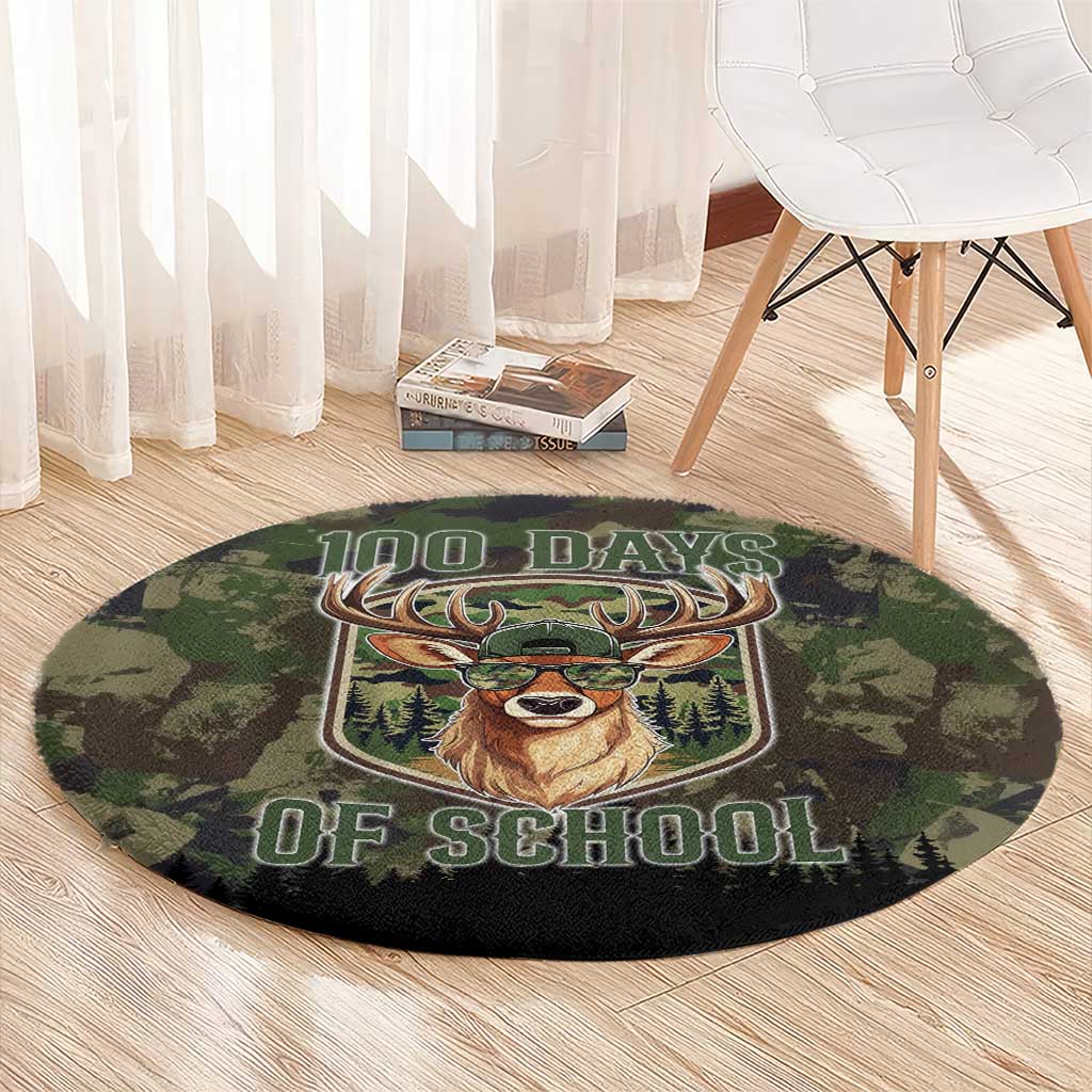Deer 100 Days of School Round Carpet Camo Deer Adventure Forest