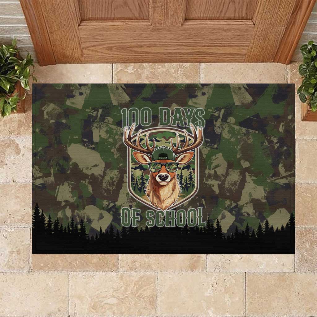 Deer 100 Days of School Rubber Doormat Camo Deer Adventure Forest