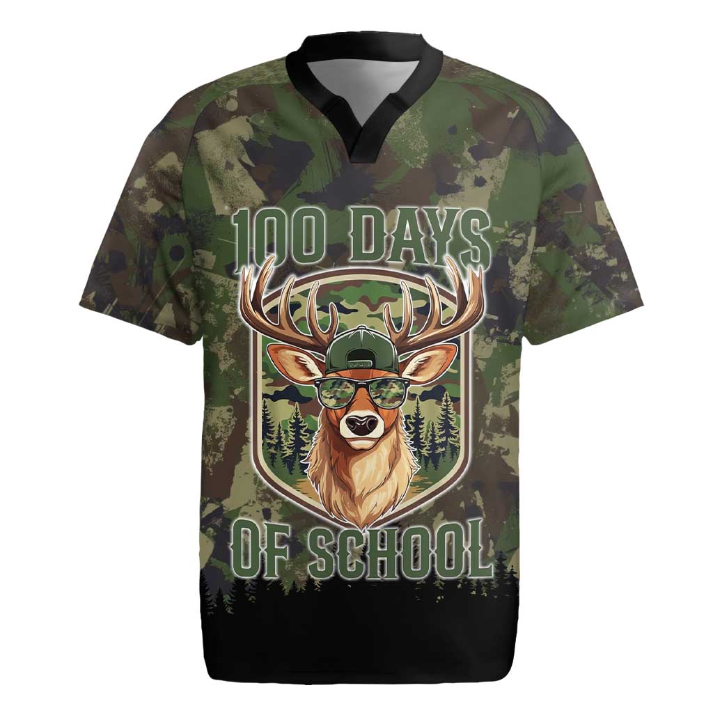 Deer 100 Days of School Rugby Jersey Camo Deer Adventure Forest