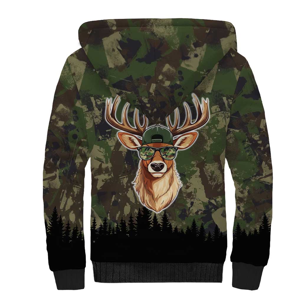 Deer 100 Days of School Sherpa Hoodie Camo Deer Adventure Forest