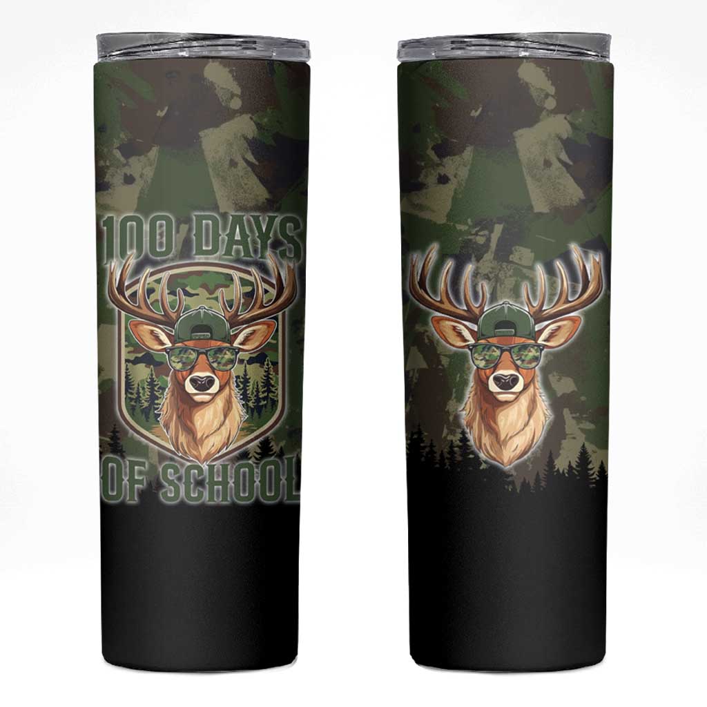 Deer 100 Days of School Skinny Tumbler Camo Deer Adventure Forest