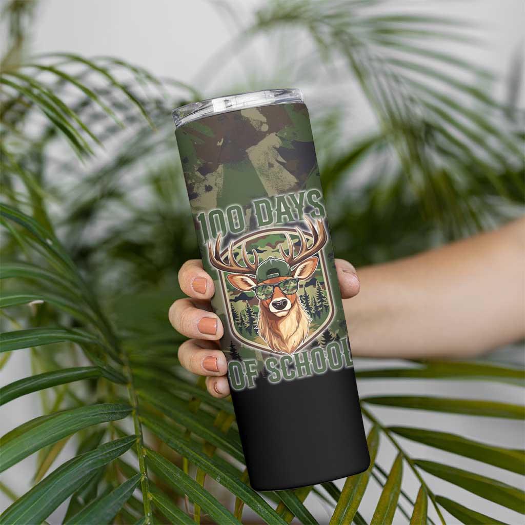 Deer 100 Days of School Skinny Tumbler Camo Deer Adventure Forest