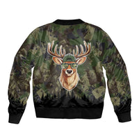Deer 100 Days of School Sleeve Zip Bomber Jacket Camo Deer Adventure Forest